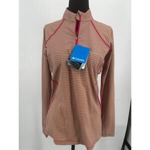 Columbia Omni-Heat Half Zip Women's Large Pink Multicolor Stripe Thermal NWT